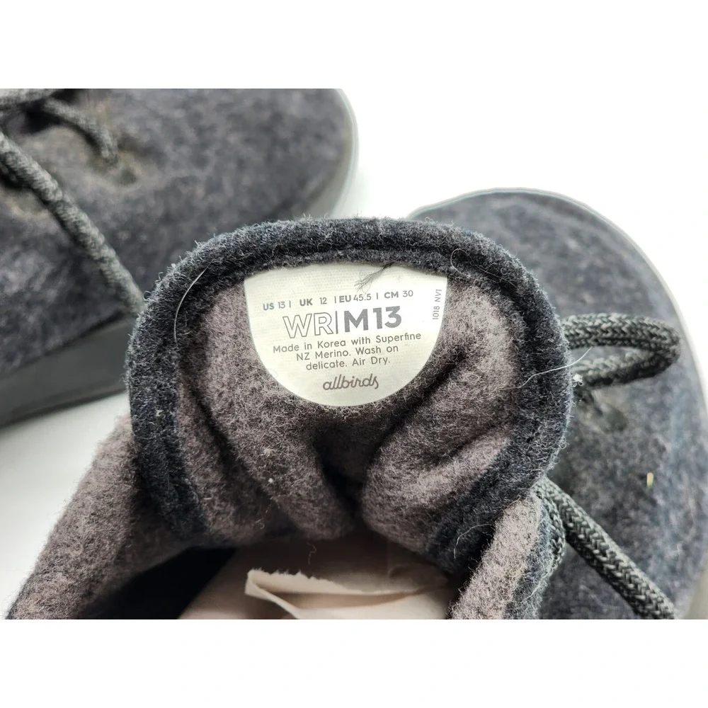 Allbirds Tree Runners Running Shoes Men's Size 13 Dark Gray Wool Knit Shoes‎